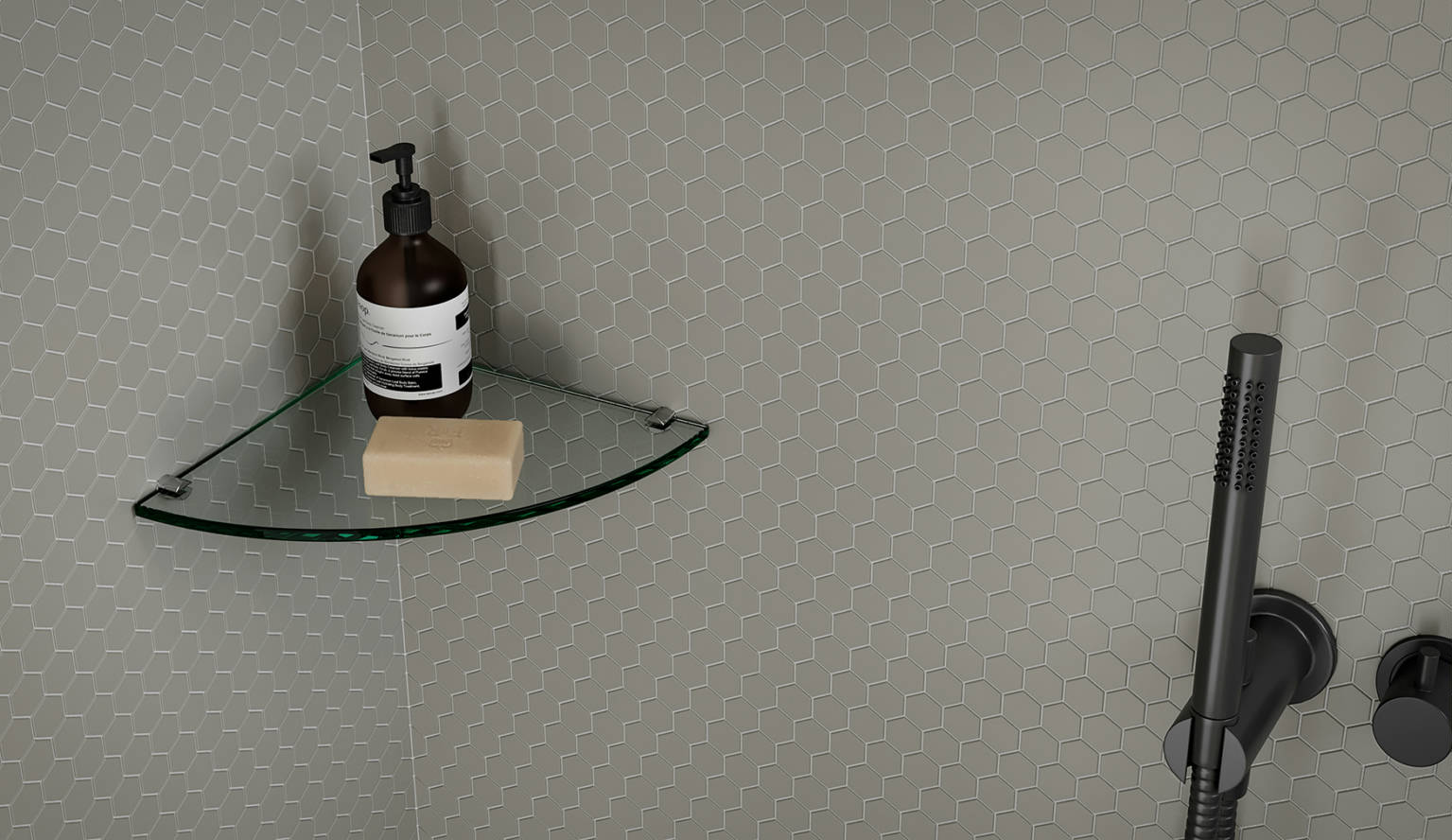 Traditions Taupe Matte 1in Hex Mosaic | Ren-Tile (Reinassance)