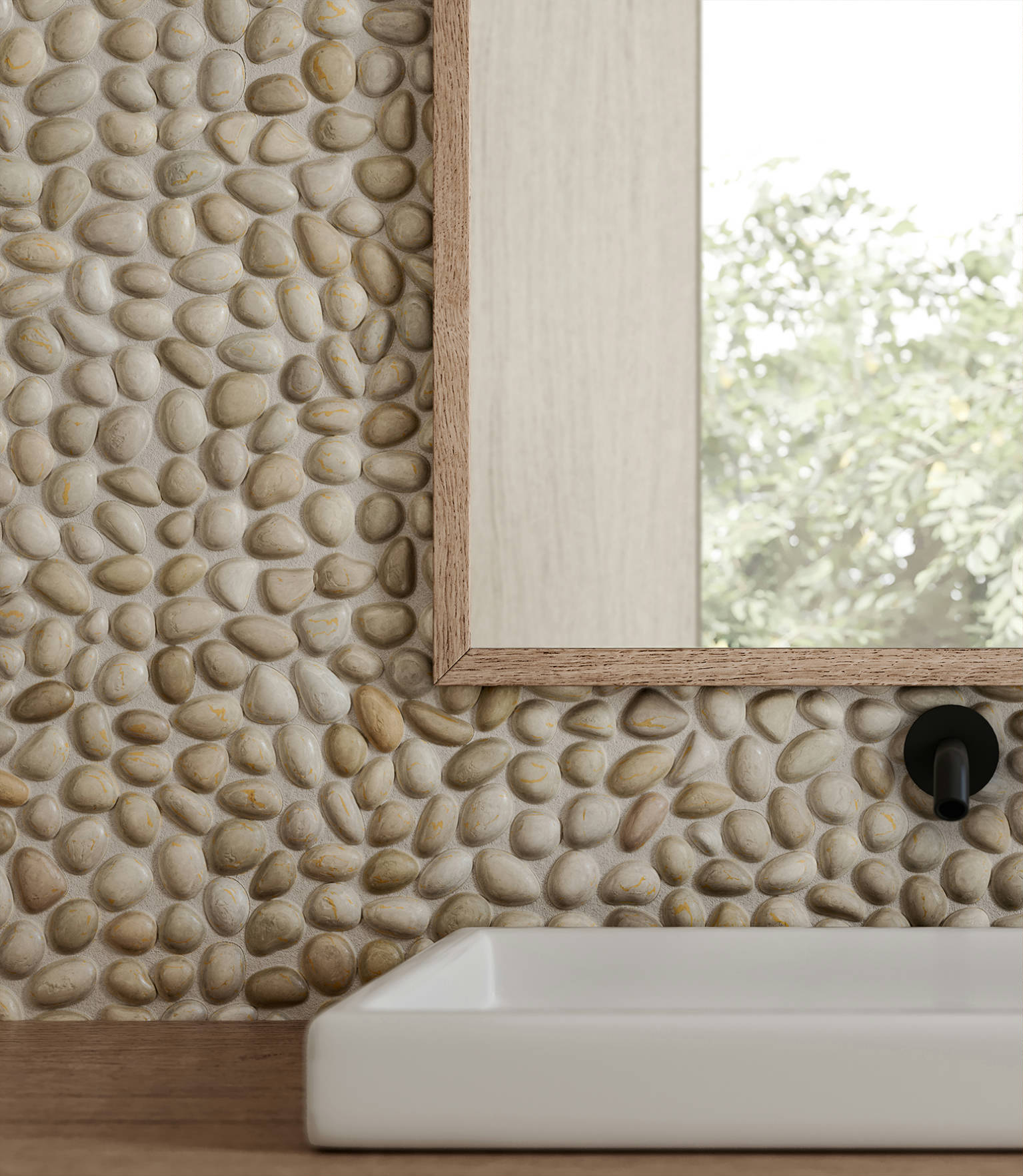 Zen Fiji Cream Natural Pebble Matte Mosaic 3 | Ren-Tile (Reinassance)