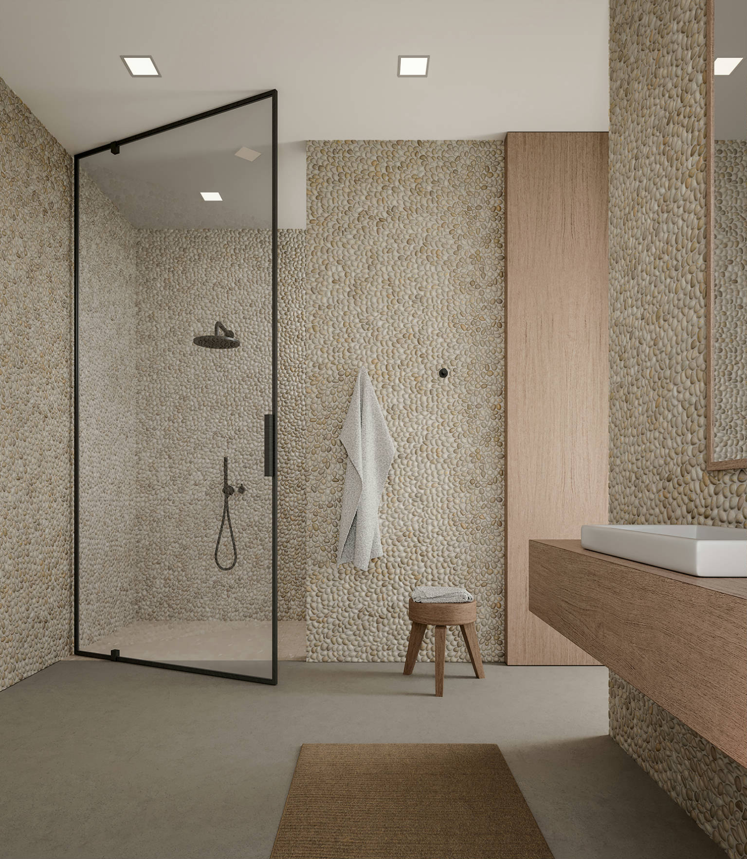 Zen Fiji Cream Natural Pebble Matte Mosaic | Ren-Tile (Reinassance)