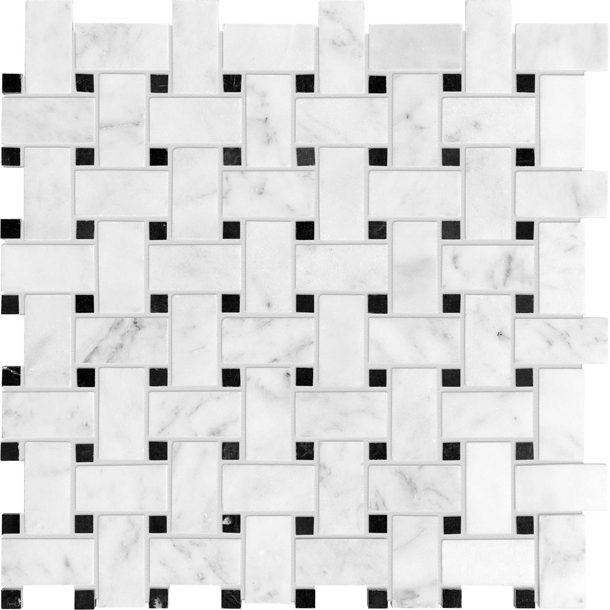 Bianco Venatino Basketweave Honed Mosaic | Ren-Tile (Reinassance)