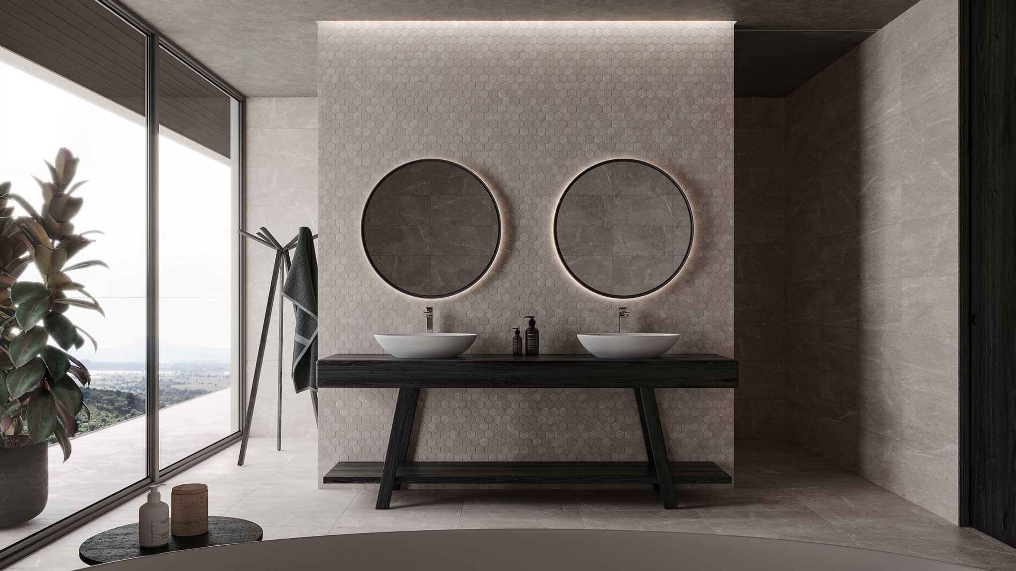 Ritz Gray 2 Hexagon Mosaic | Ren-Tile (Reinassance)