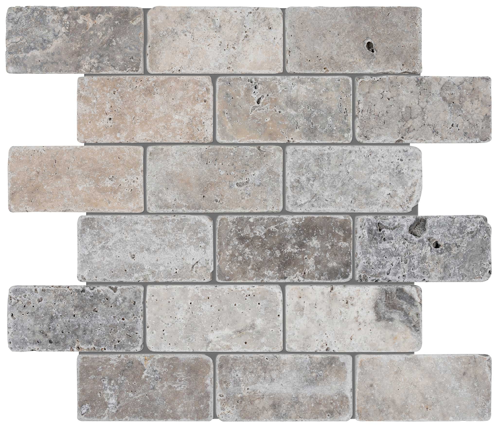 Silver Ash 2x4 Brick Mosaic | Ren-Tile (Reinassance)