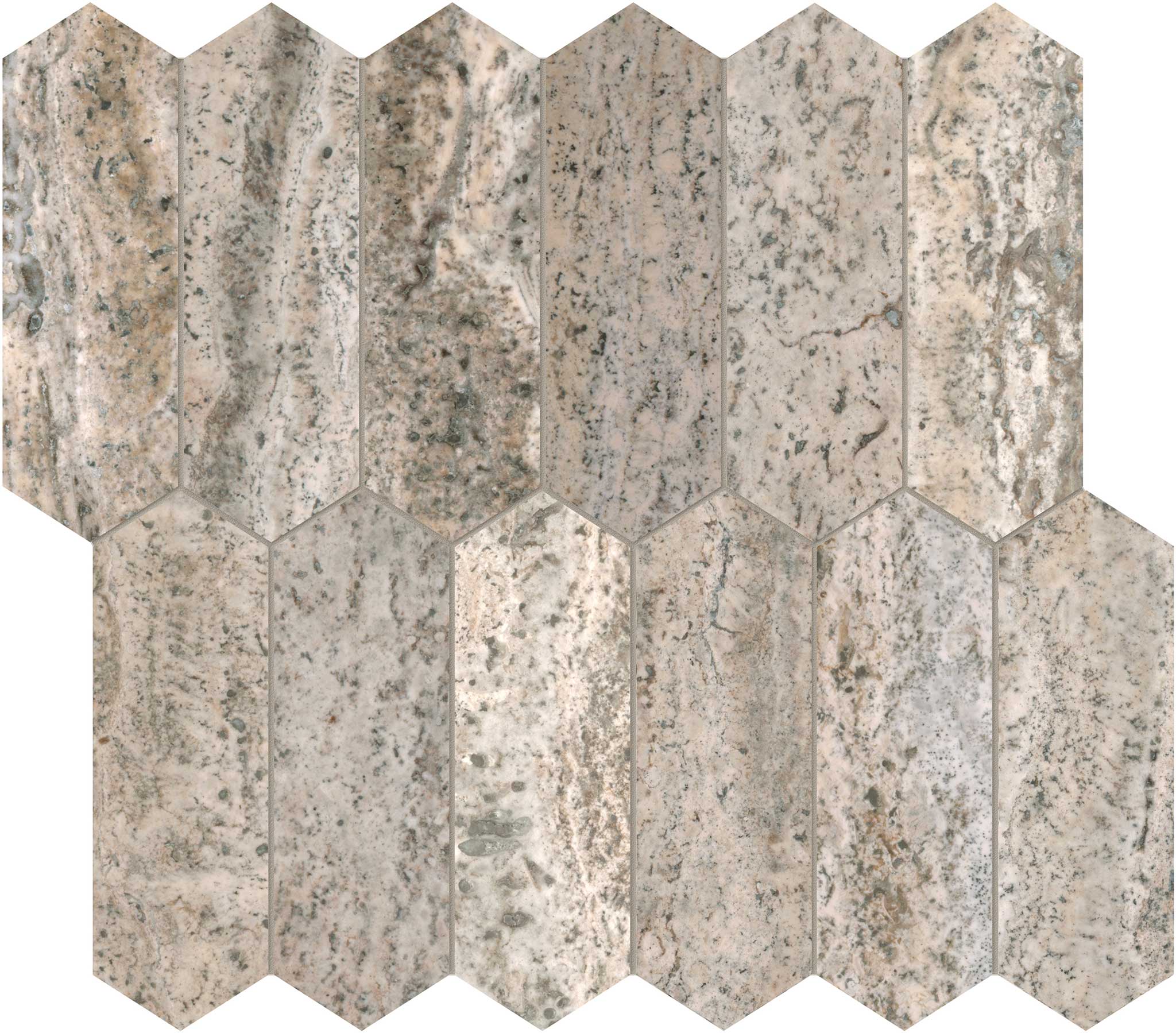Silver Ash 2x6 Picket Mosaic | Ren-Tile (Reinassance)