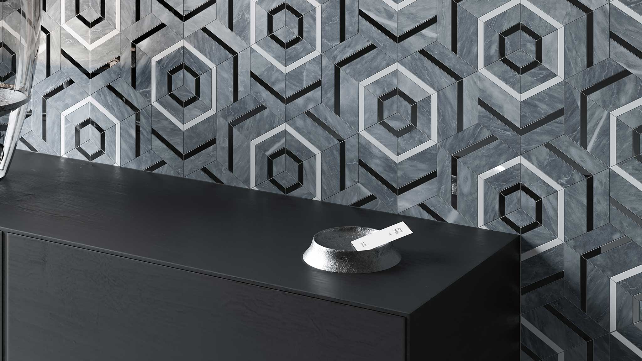 Utopio Hexo Monochromo Mosaic | Ren-Tile (Reinassance)