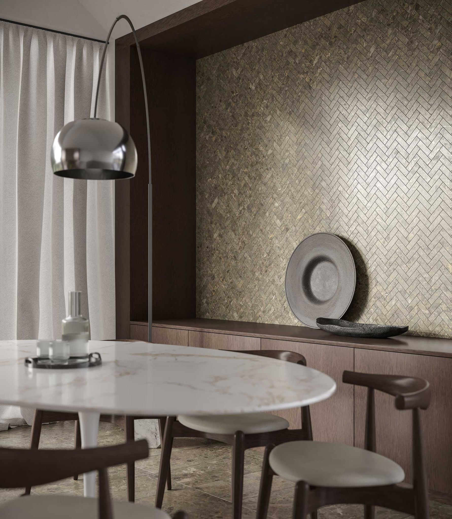 Velutto Ash 1.25x4 Herringbone Mosaic | Ren-Tile (Reinassance)