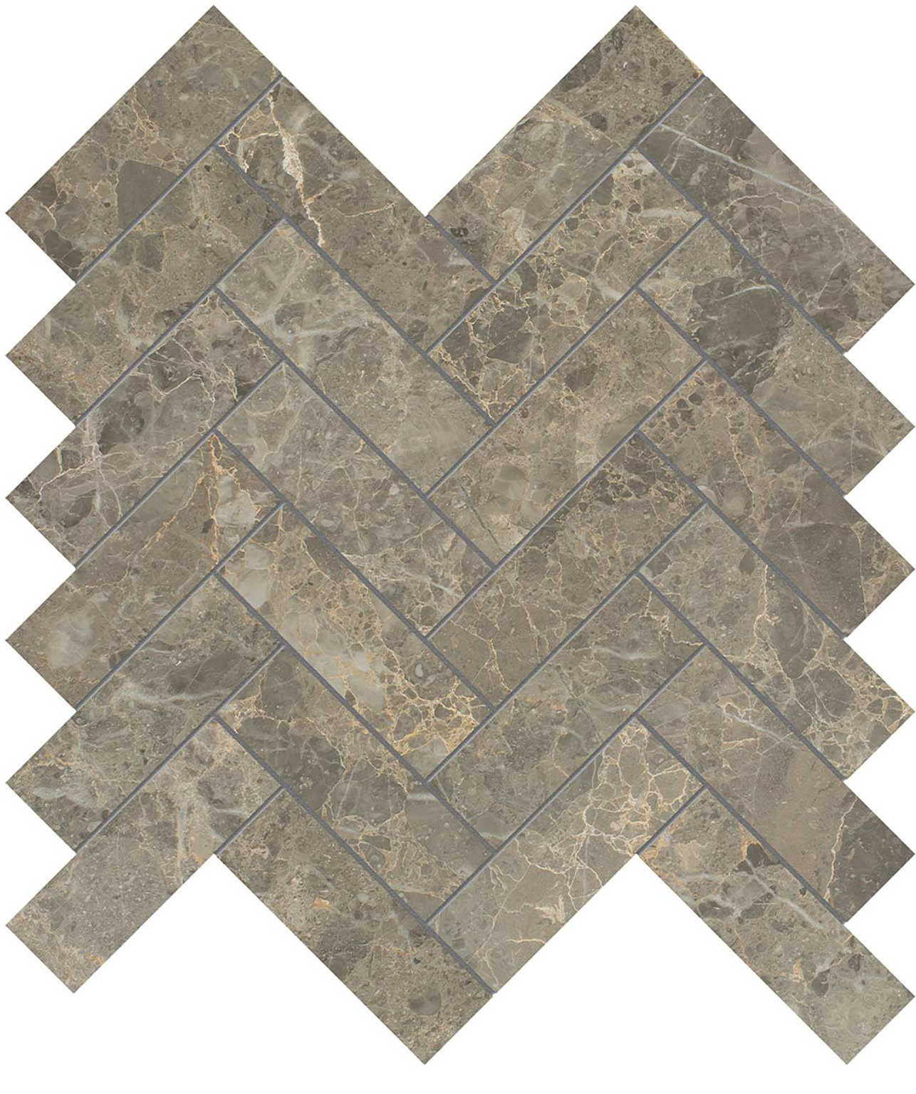 Velutto Ash 1.25x4 Herringbone Mosaic | Ren-Tile (Reinassance)