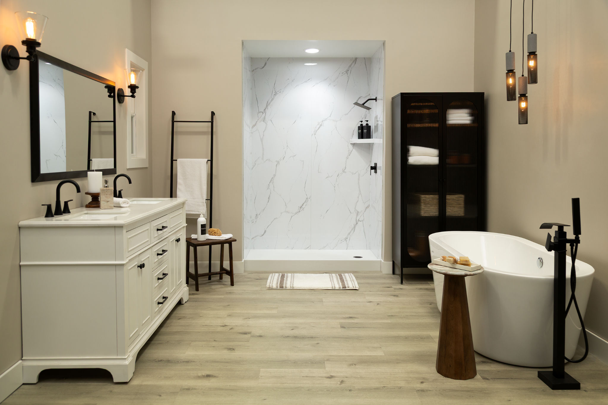 Carrara Marble Gloss Shower Wall Kit 30x60x94 | Ren-Tile (Reinassance)